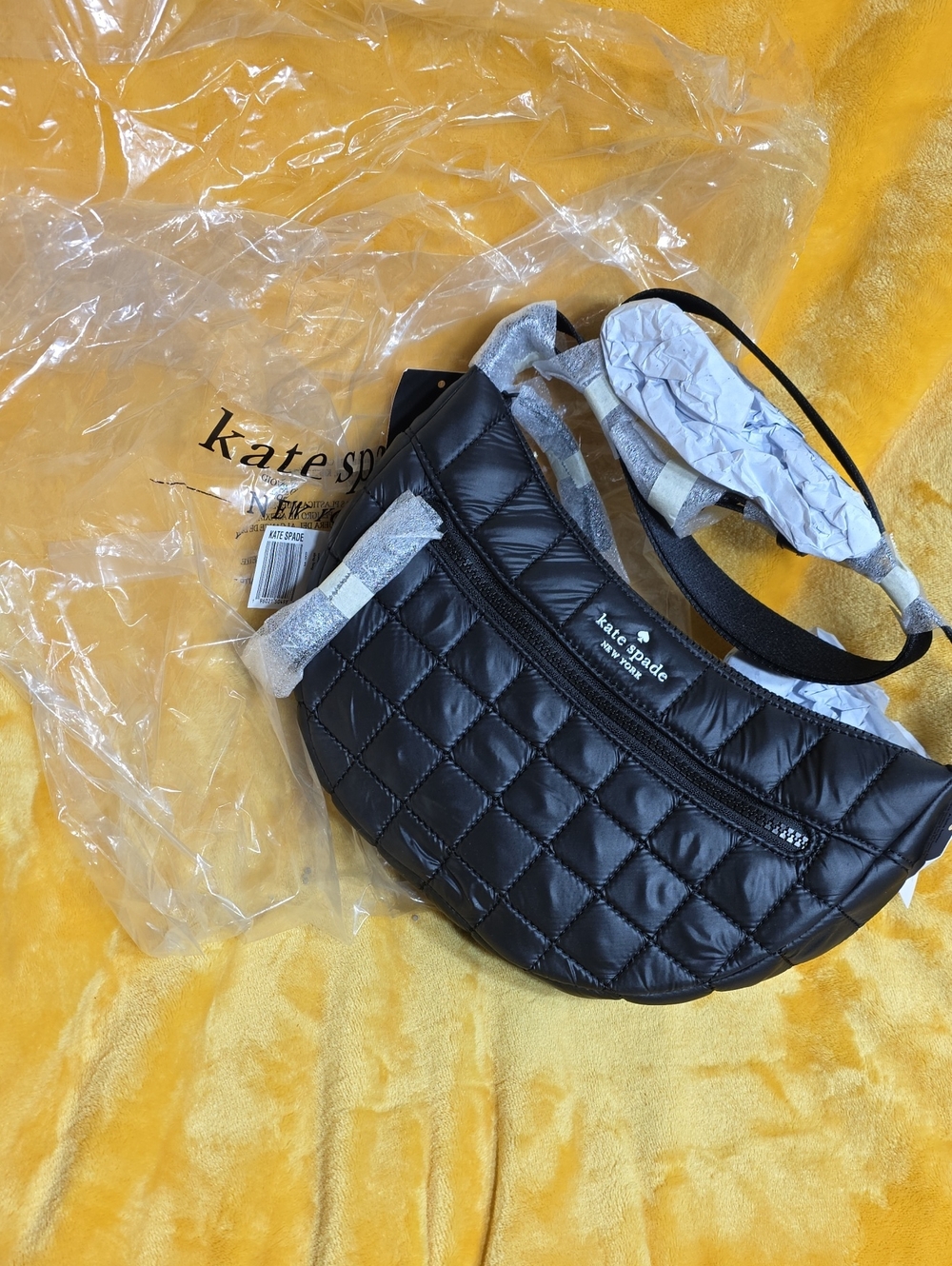 Authentic Kate Spade Black Quilted Crossbody Belt Bag